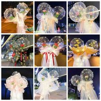 Diy Led Light z różanymi balonami urodziny dzień matki prezent dekoracje ślubne jasne kulki Led Luminous balon bukiet róż 6
